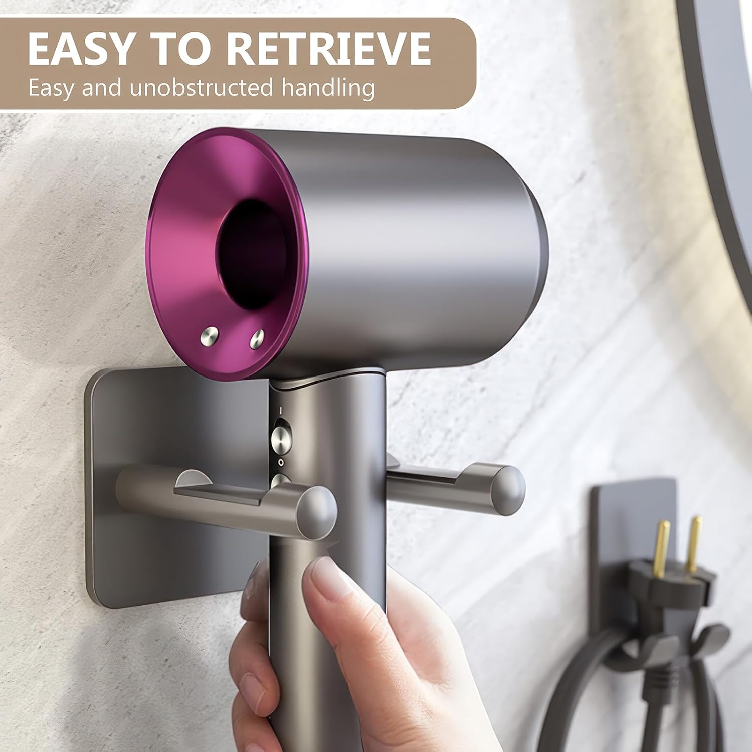 Support pour sèche-cheveux : kit pratique et élégant pour un rangement sans perçage – Image 4