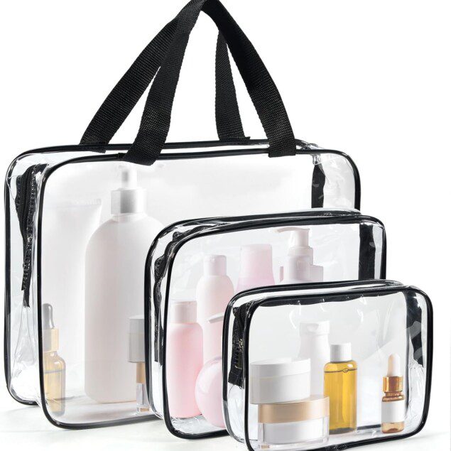 Trousse de toilette transparente : le compagnon idéal pour voyage en avion pour hommes et femmes   Optimisez votre rangement avec cette trousse étanche en PVC, parfaite pour vos cosmétiques et essentiels de voyage