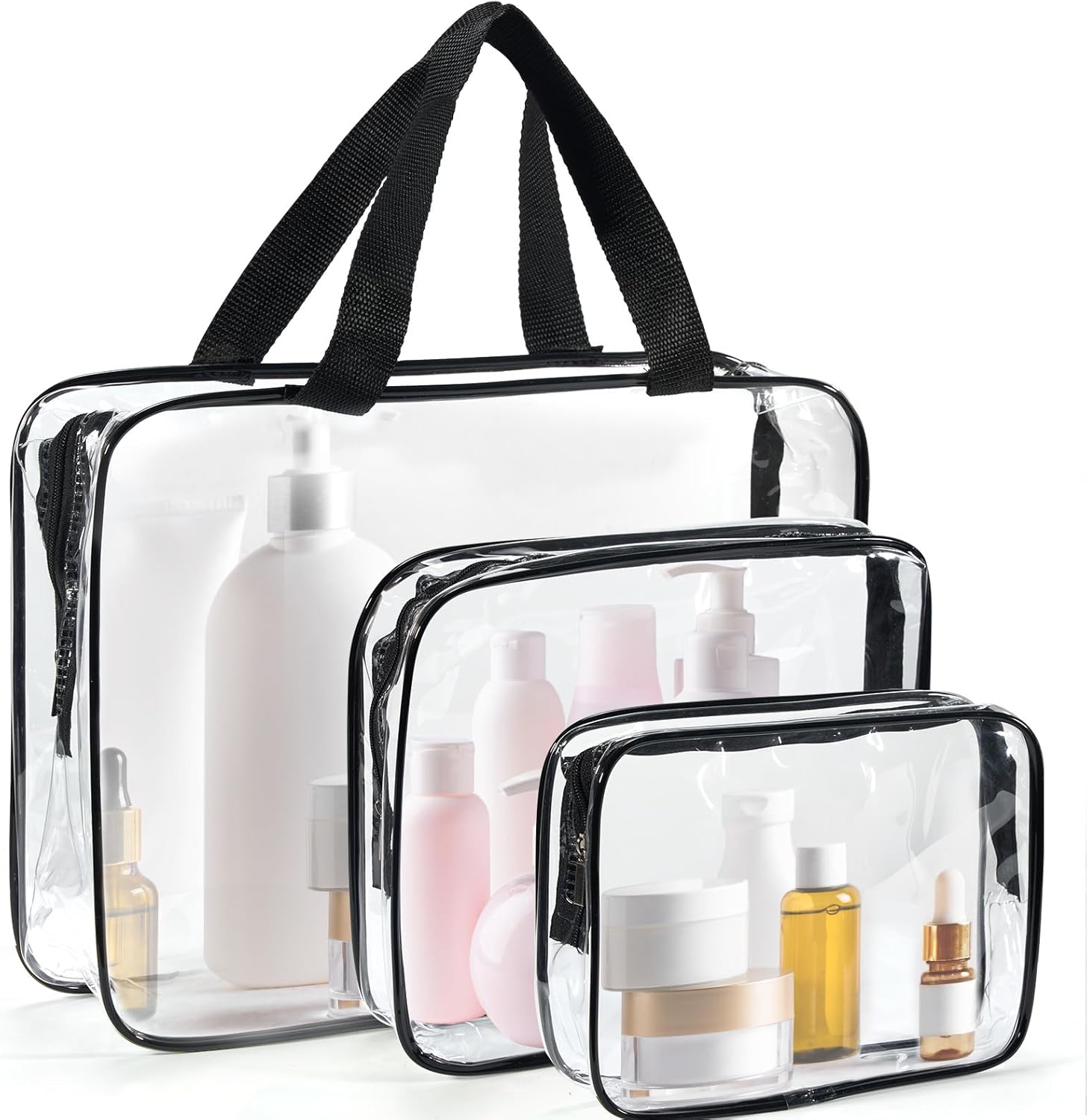 Trousse de toilette transparente : le compagnon idéal pour voyage en avion pour hommes et femmes   Optimisez votre rangement avec cette trousse étanche en PVC, parfaite pour vos cosmétiques et essentiels de voyage