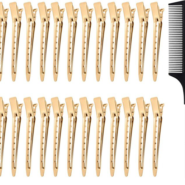 Pinces à cheveux en métal : 24 pièces pour les professionnels de la coiffure Optimisez vos créations capillaires avec ces clips robustes et élégants