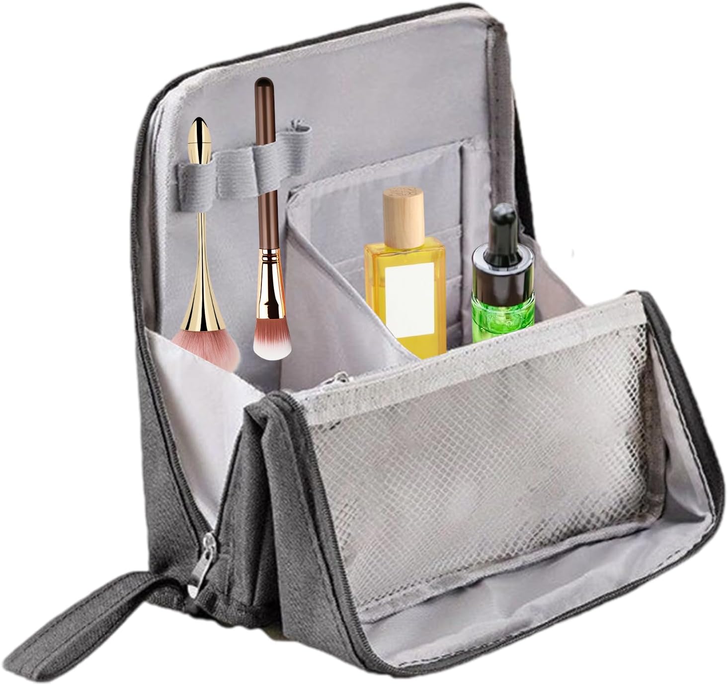 Trousse de maquillage verticale en tissu Oxford : l'accessoire idéal pour les femmes en voyage Organisez vos produits de beauté avec style et praticité – Image 9