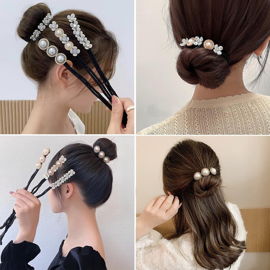 Chignon magique : 3 pièces pour un coiffage facile et élégant Découvrez notre ensemble de 3 pièces de chignon magique, idéal pour créer des coiffures donut ou bouclées en un rien de temps. Parfait pour les femmes pressées qui souhaitent ajouter une touche sophistiquée à leur look quotidien, cet accessoire de coiffure vous promet une tenue impeccable tout au long de la journée. – Image 5