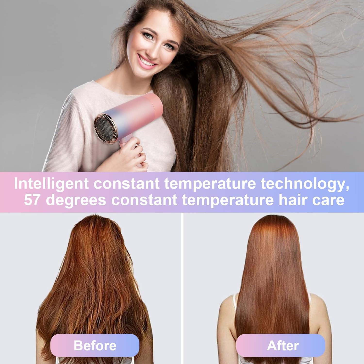 Sèche-cheveux pliable 1500W : l’accessoire idéal pour les voyages et la maison Profitez de coiffures impeccables avec ce sèche-cheveux léger et portable, doté de 3 modes réglables – Image 6