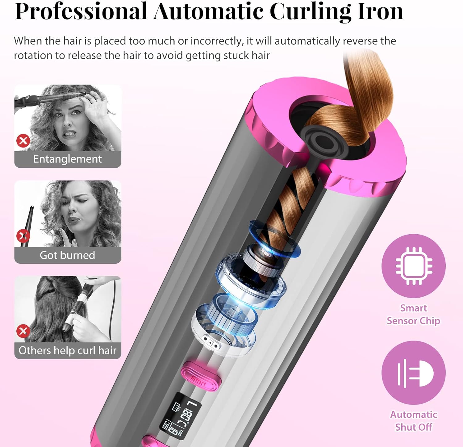 Fer à friser automatique : le compagnon idéal pour des boucles parfaites sans fil 6 températures et 10 minuteries pour un coiffage sur mesure et rapide – Image 3