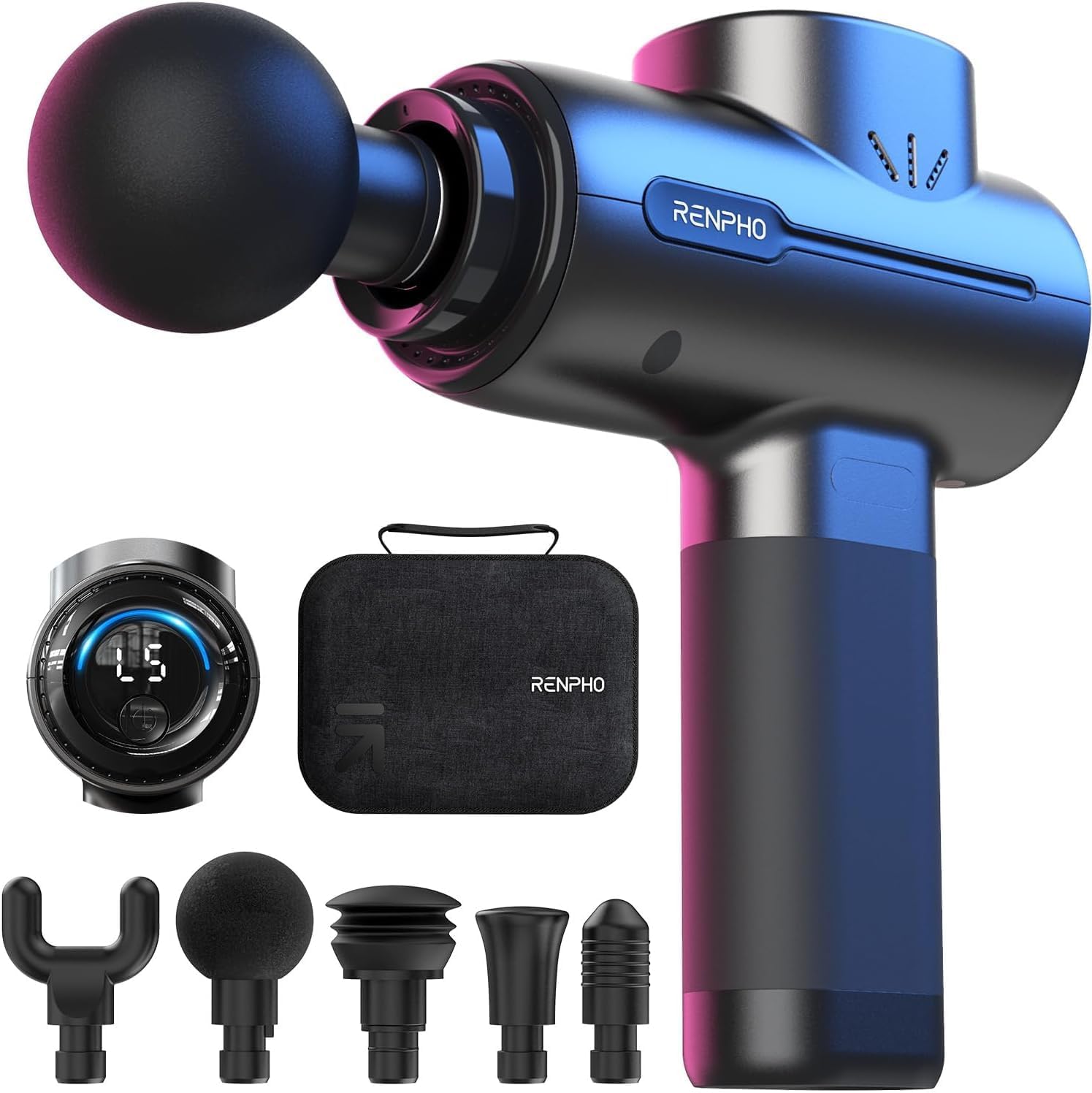 Massage gun pour sportifs : soulagez les tensions musculaires en profondeur avec un pistolet de massage noir à chargement USB-C