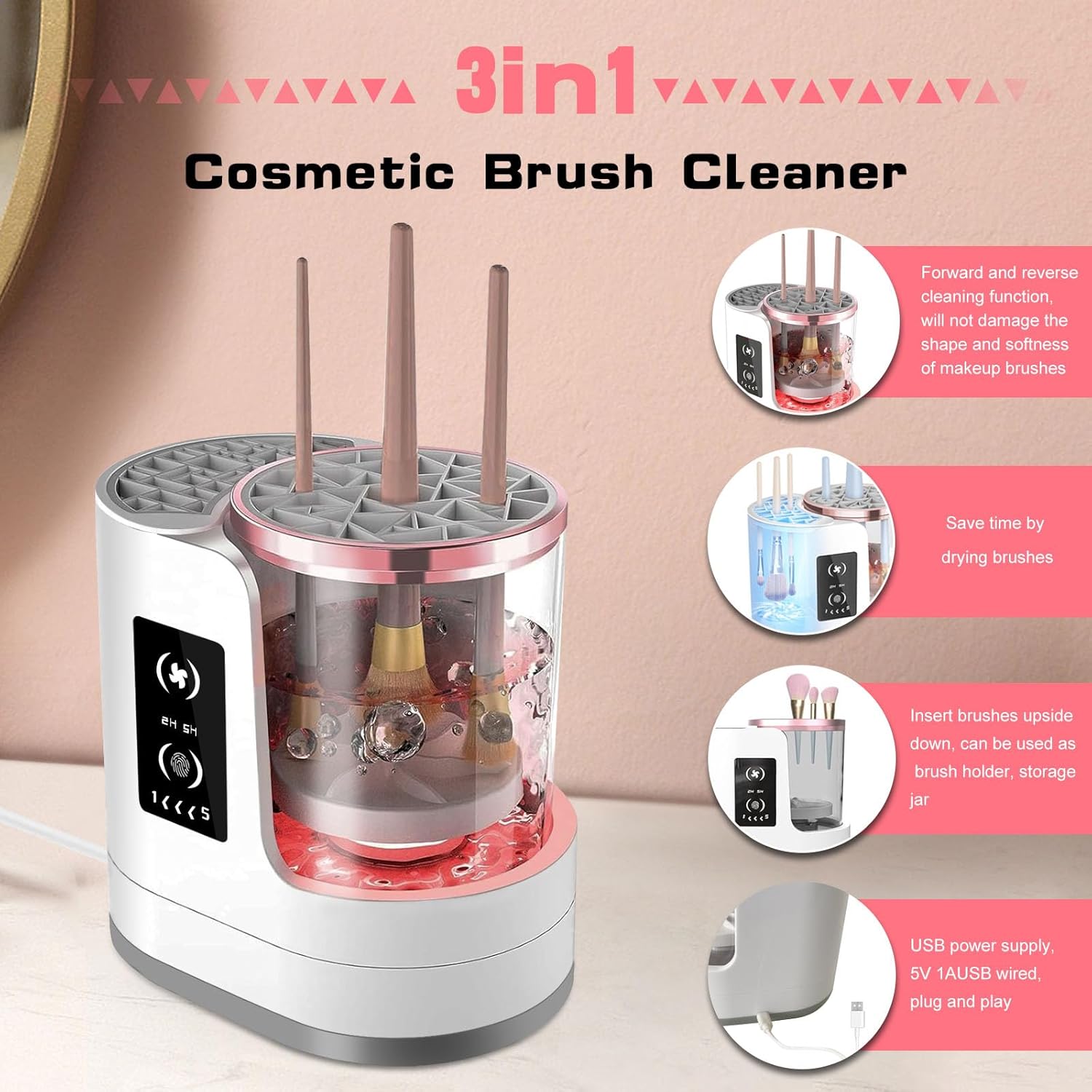 Nettoyeur pinceau maquillage électrique : l'outil 3 en 1 idéal pour les passionnées de beauté Découvrez le nettoyeur pinceau maquillage électrique avec sécheur intégré, une machine de nettoyage automatique qui simplifie l'entretien de vos pinceaux. Conçue pour les amateurs de maquillage, cette solution efficace garantit des pinceaux parfaitement propres et secs en un rien de temps, tout en préservant la qualité de vos outils de beauté. – Image 2