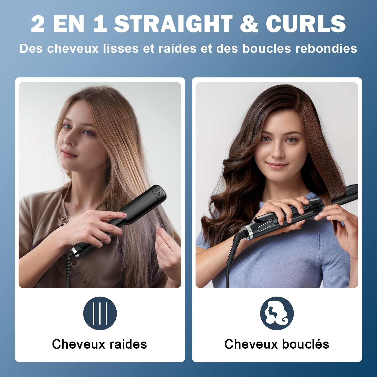 Lisseur plaque large de 44mm : l'outil idéal pour des cheveux sublimes en un temps record Chauffage rapide en 30 secondes et 6 niveaux de température pour tous les types de cheveux – Image 6