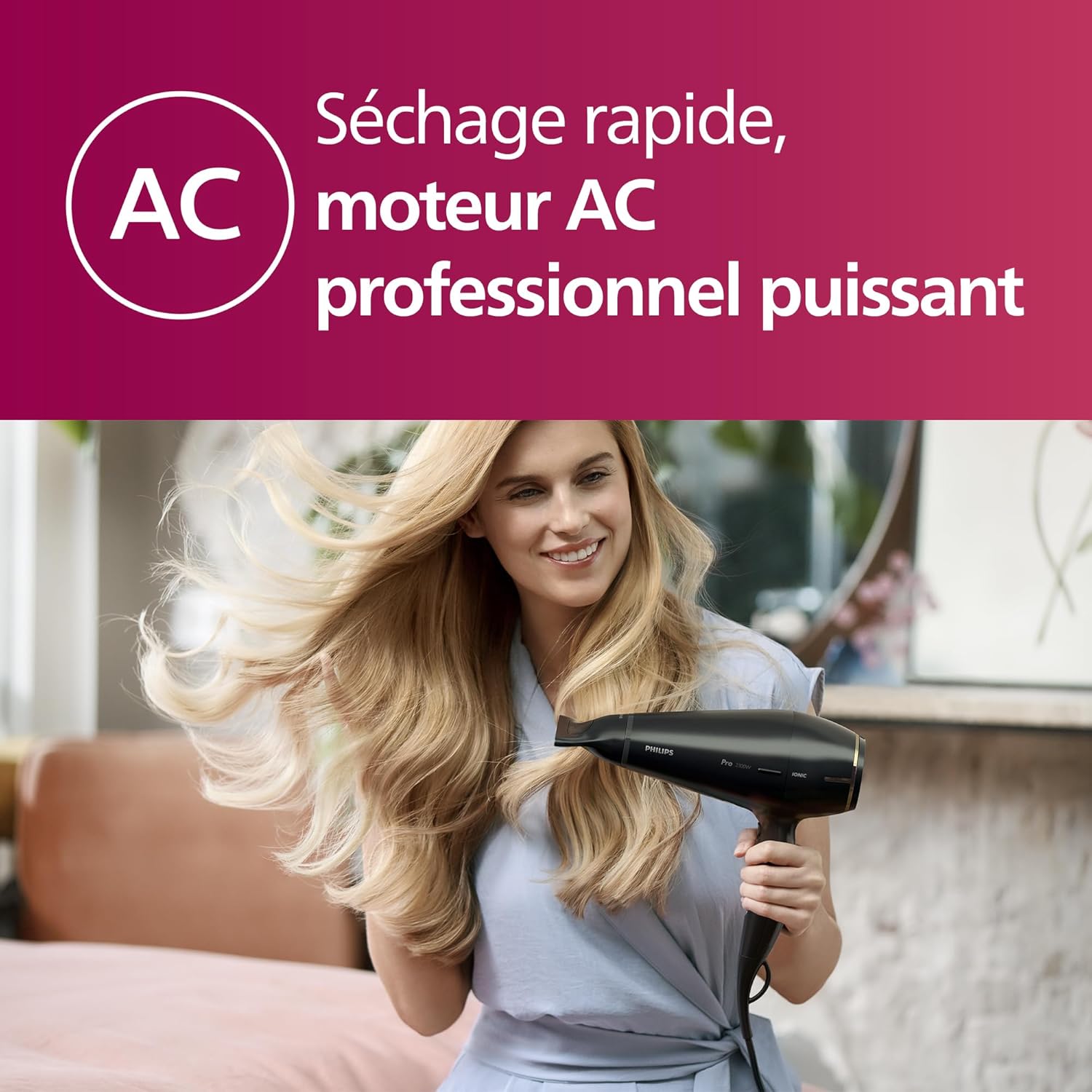 Sèche-cheveux professionnel pour un séchage rapide et une stylisation parfaite Découvrez le sèche-cheveux haute performance 2300 W avec 2 concentrateurs, idéal pour les coiffeurs et les passionnés de beauté – Image 2