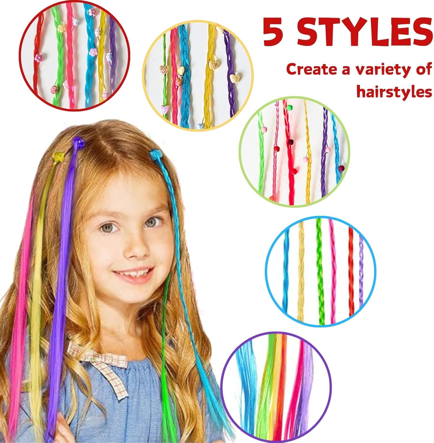 Extensions de cheveux avec clips : le kit idéal pour les filles et enfants, pour des coiffures éclatantes lors des fêtes – Image 3
