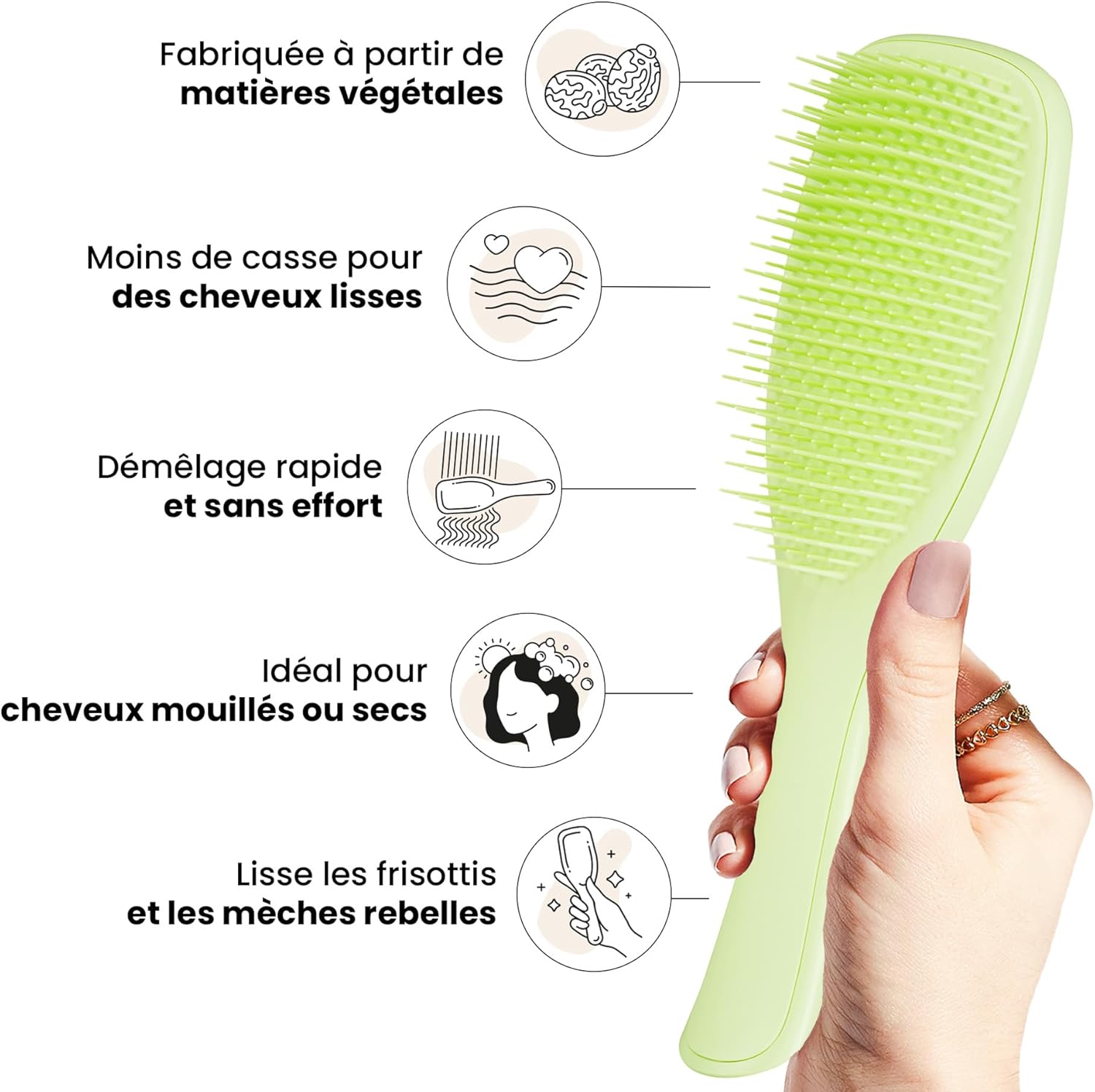 Brosse Démêlante Végétale Douce pour Cheveux Colorés – Image 4