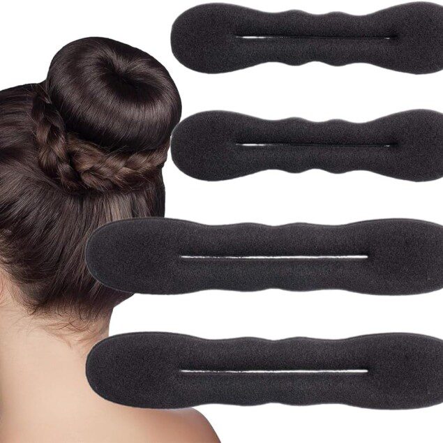Chignon magique : 4 pièces pour une coiffure élégante et facile à réaliser  Découvrez notre set de chignon magique, idéal pour les femmes souhaitant créer des coiffures élégantes en un rien de temps. Avec 2 petits et 2 grands accessoires, transformez vos cheveux en un donut bun parfait, pour des occasions spéciales ou un look quotidien chic !
