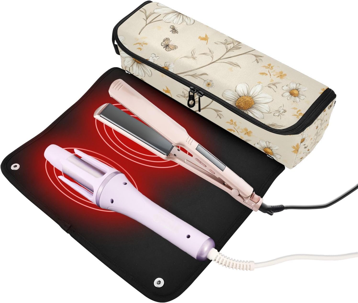Organiseur d'outils pour cheveux : le compagnon idéal pour les coiffeurs en déplacement Découvrez notre organiseur 2 en 1 avec tapis résistant à la chaleur, parfait pour les passionnés de coiffure et les professionnels en quête de praticité. – Image 2