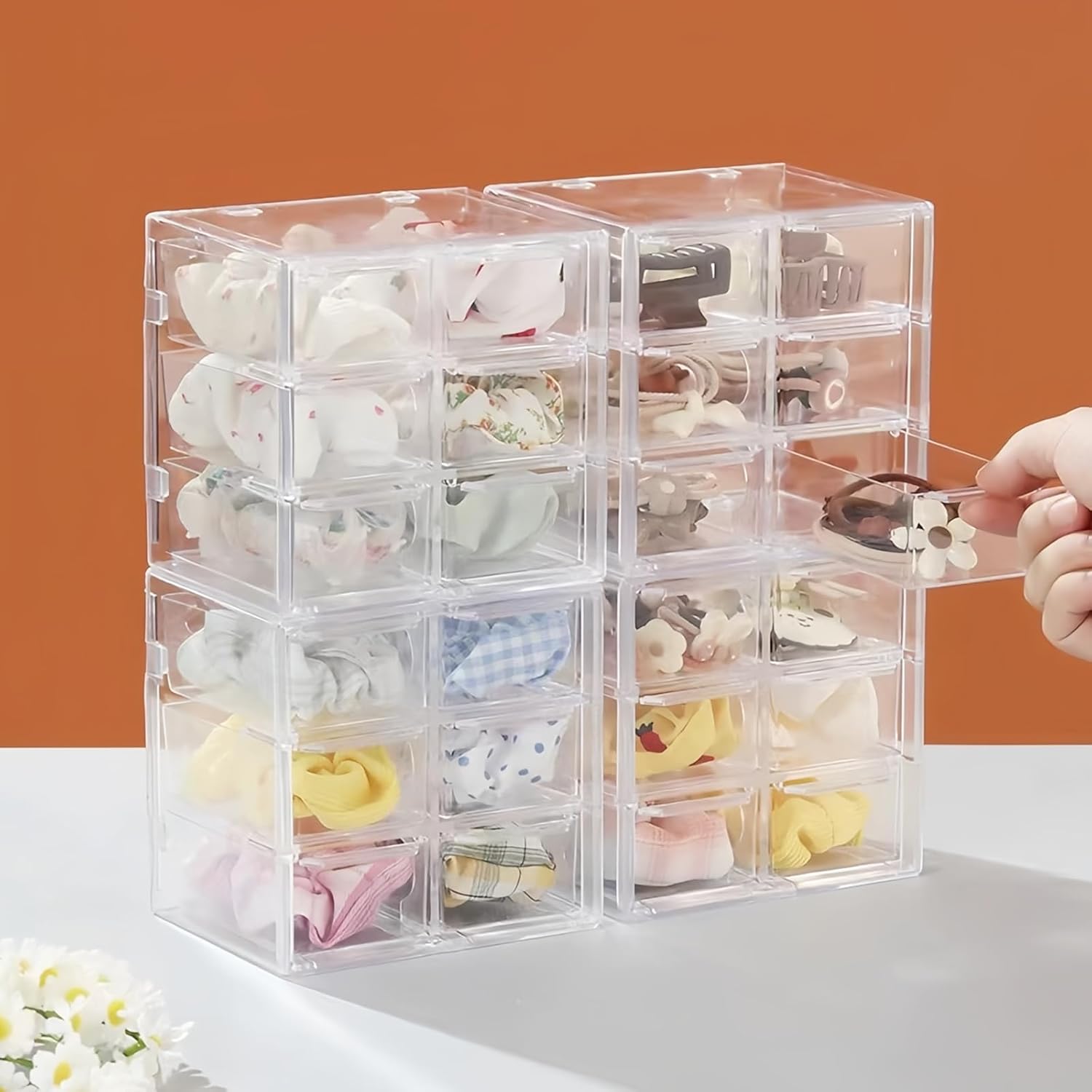 Organiseur de maquillage : petits tiroirs transparents pour un rangement élégant des cosmétiques et bijoux – Image 6