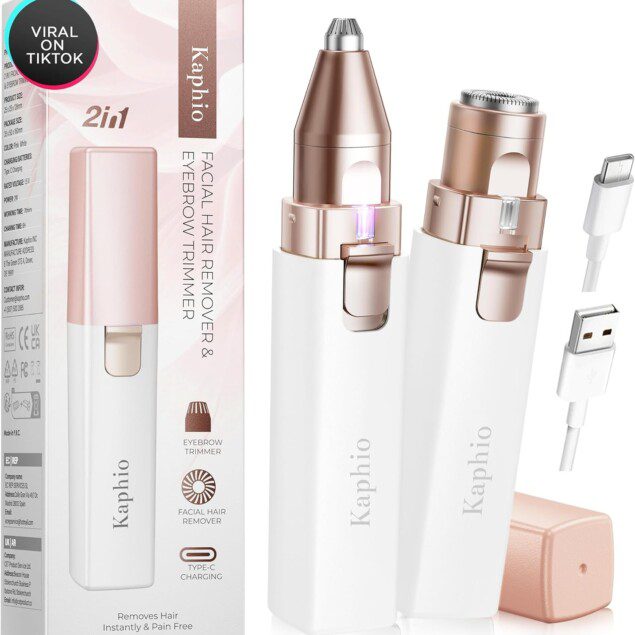 Épilateur de sourcils pour femme : tondeuse rechargeable 2 en 1 et rasoirs pour un visage parfaitement épilé et sans douleur