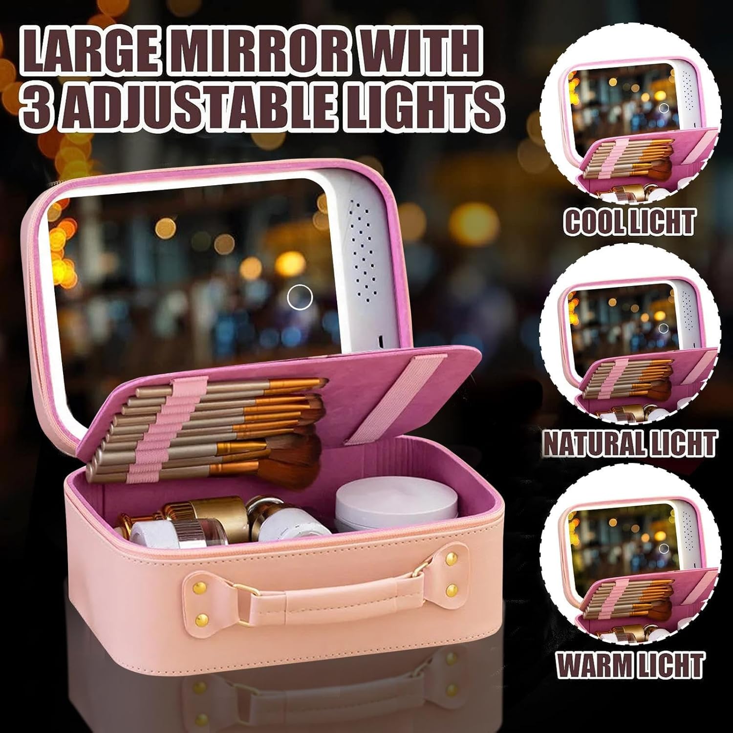 Trousse de maquillage étanche avec miroir et lumière : la solution idéale pour les passionnées de cosmétiques en voyage – Image 3