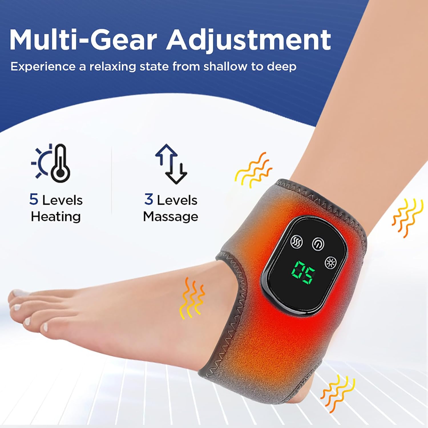 Appareil de massage 3-en-1 pour les pieds : soulagement et détente grâce à la thérapie par la chaleur infrarouge pour les chevilles – Image 4