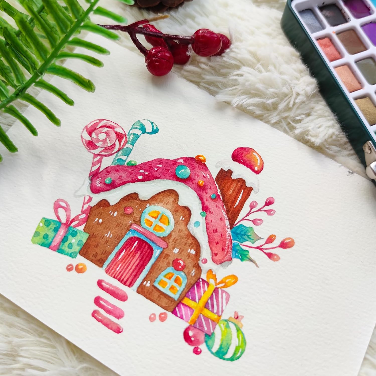Aquarelle : set de 50 couleurs portables pour artistes en herbe, avec accessoires de qualité – Image 6