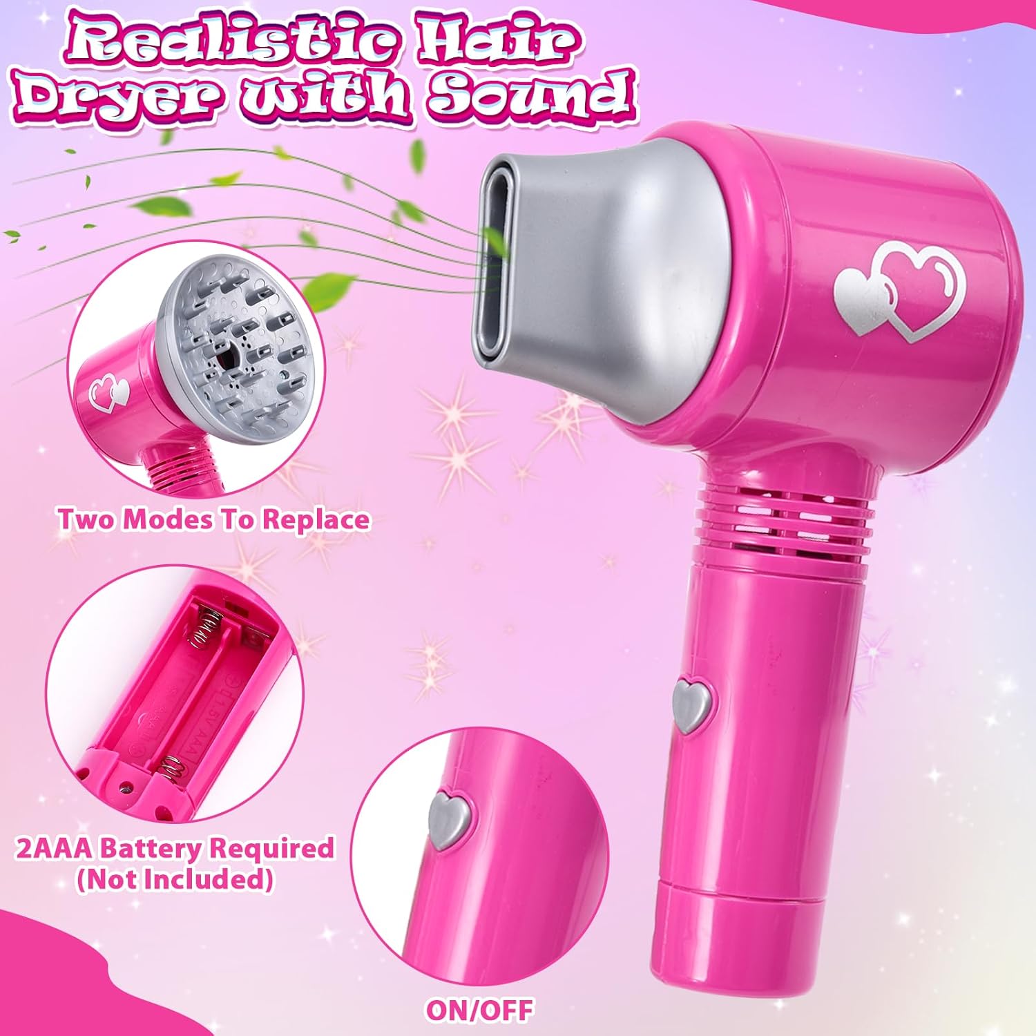 Set coiffure enfant fille : jouet créatif avec sèche-cheveux et accessoires pour une expérience de coiffeuse inoubliable – Image 3