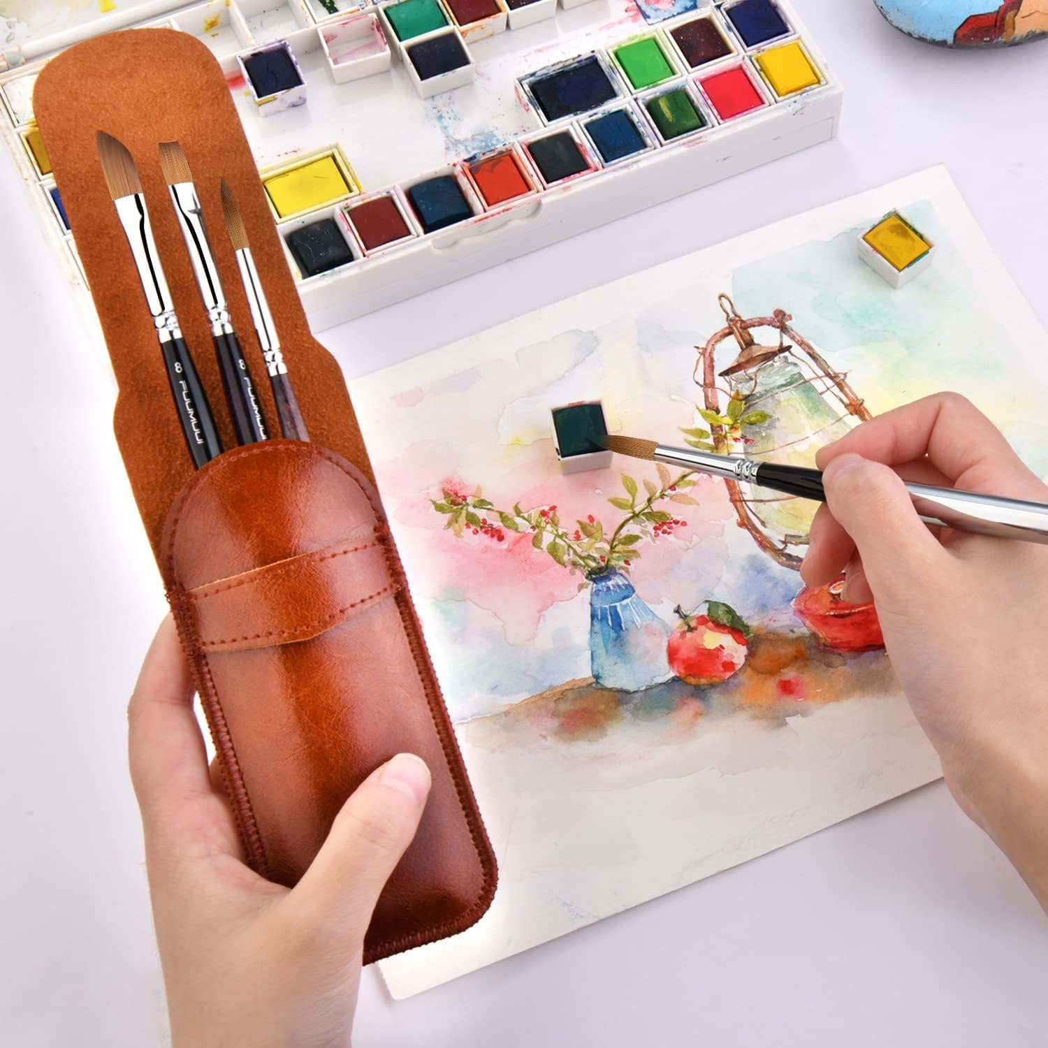 Set de pinceaux professionnels Kolinsky pour aquarelle et peinture : l'outil idéal pour les artistes exigeants – Image 4