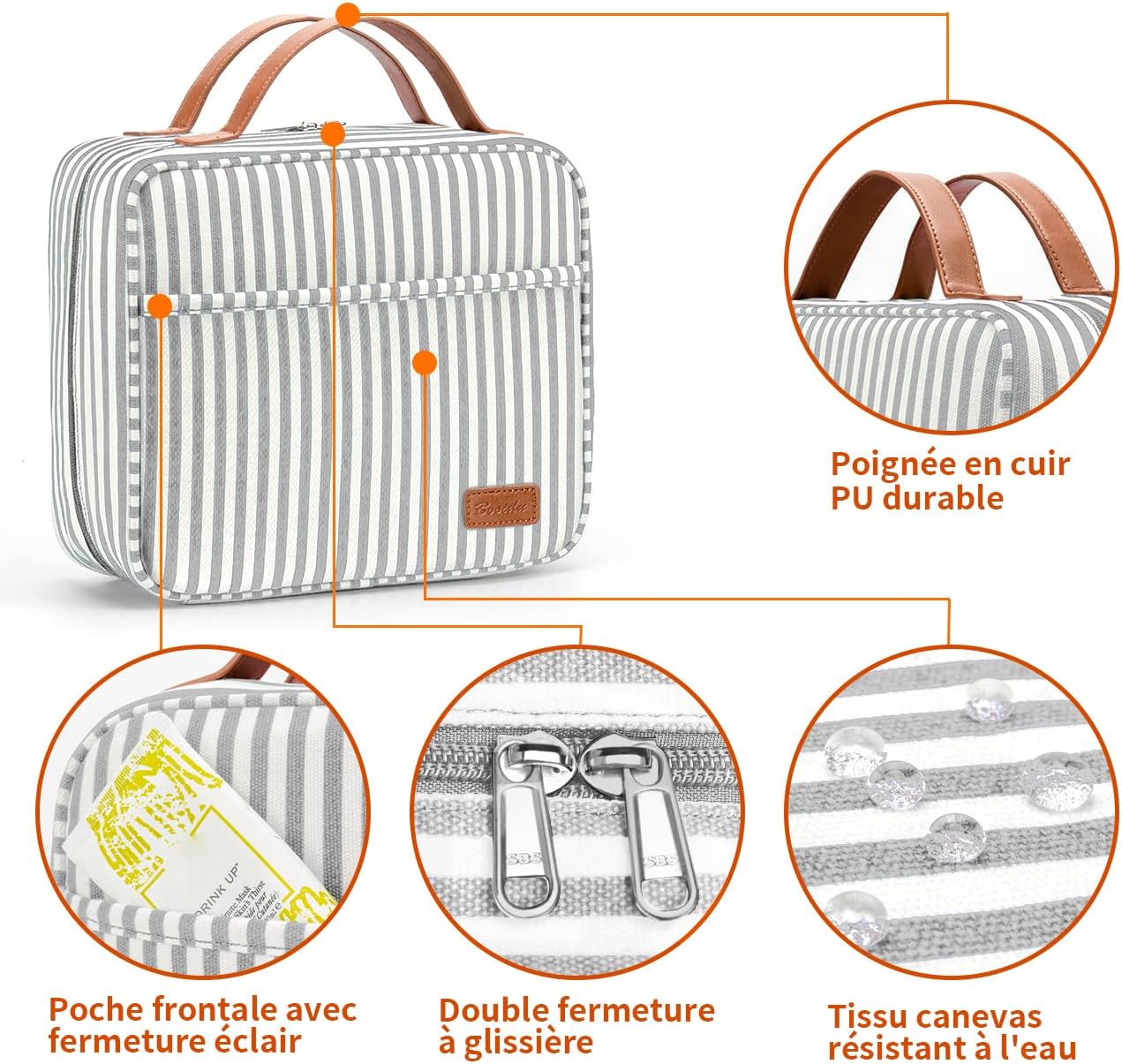 Trousse de toilette voyage pour femme : grande capacité, imperméable et suspendue pour un rangement pratique – Image 4