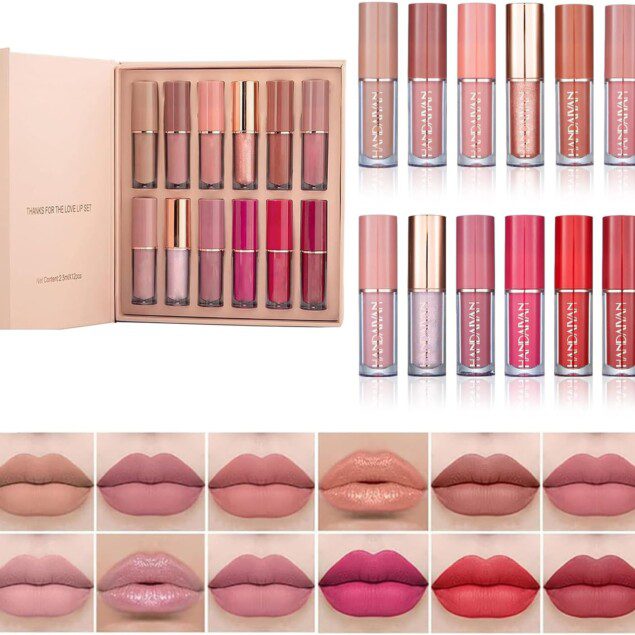 Ensemble de maquillage rouge à lèvres : 12 couleurs intenses pour un cadeau parfait aux femmes