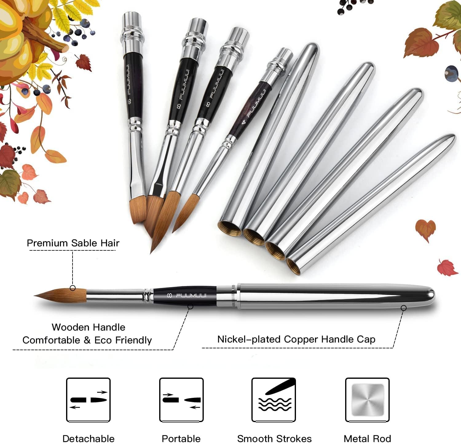 Set de pinceaux professionnels Kolinsky pour aquarelle et peinture : l'outil idéal pour les artistes exigeants – Image 3