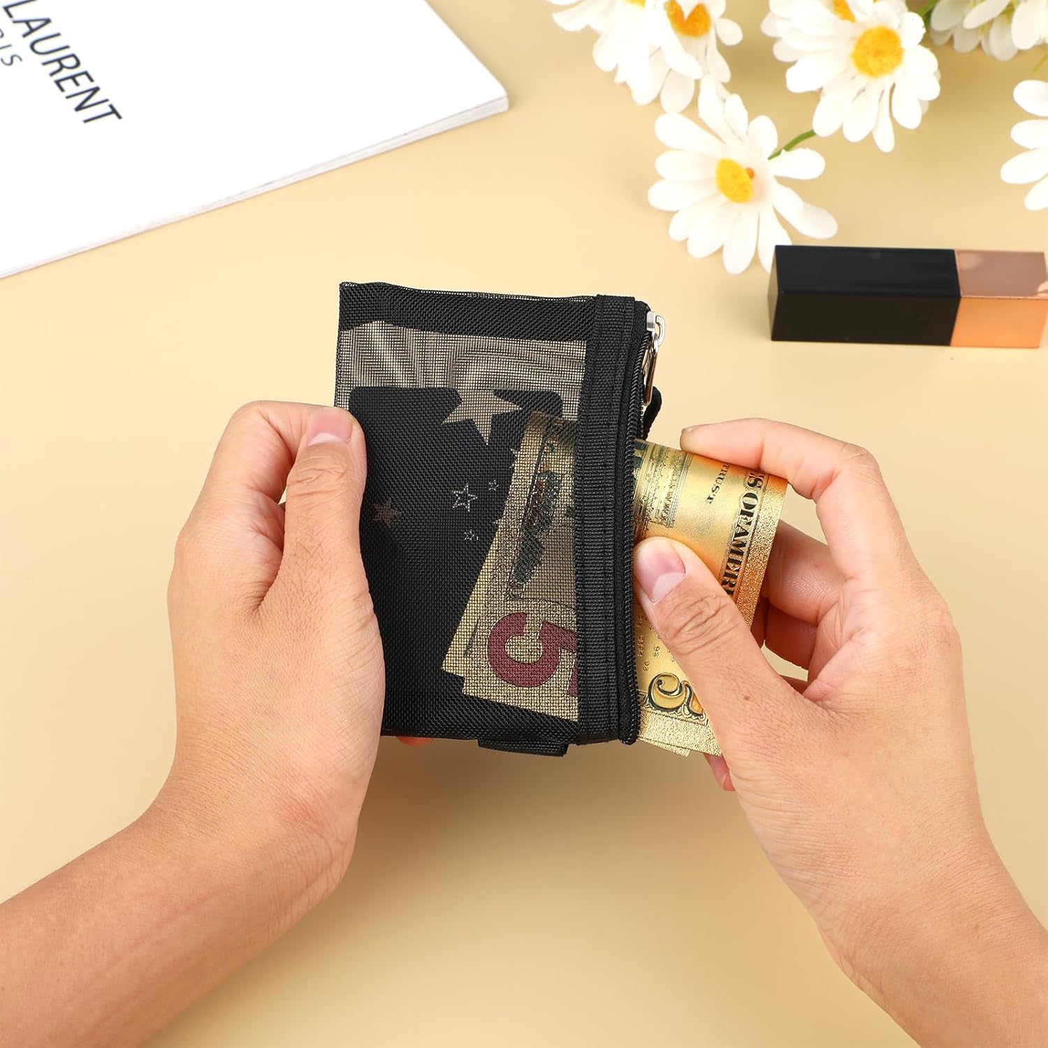 Mini sacs à fermeture éclair en maille : le lot idéal pour les passionnés de maquillage en voyage – Image 7