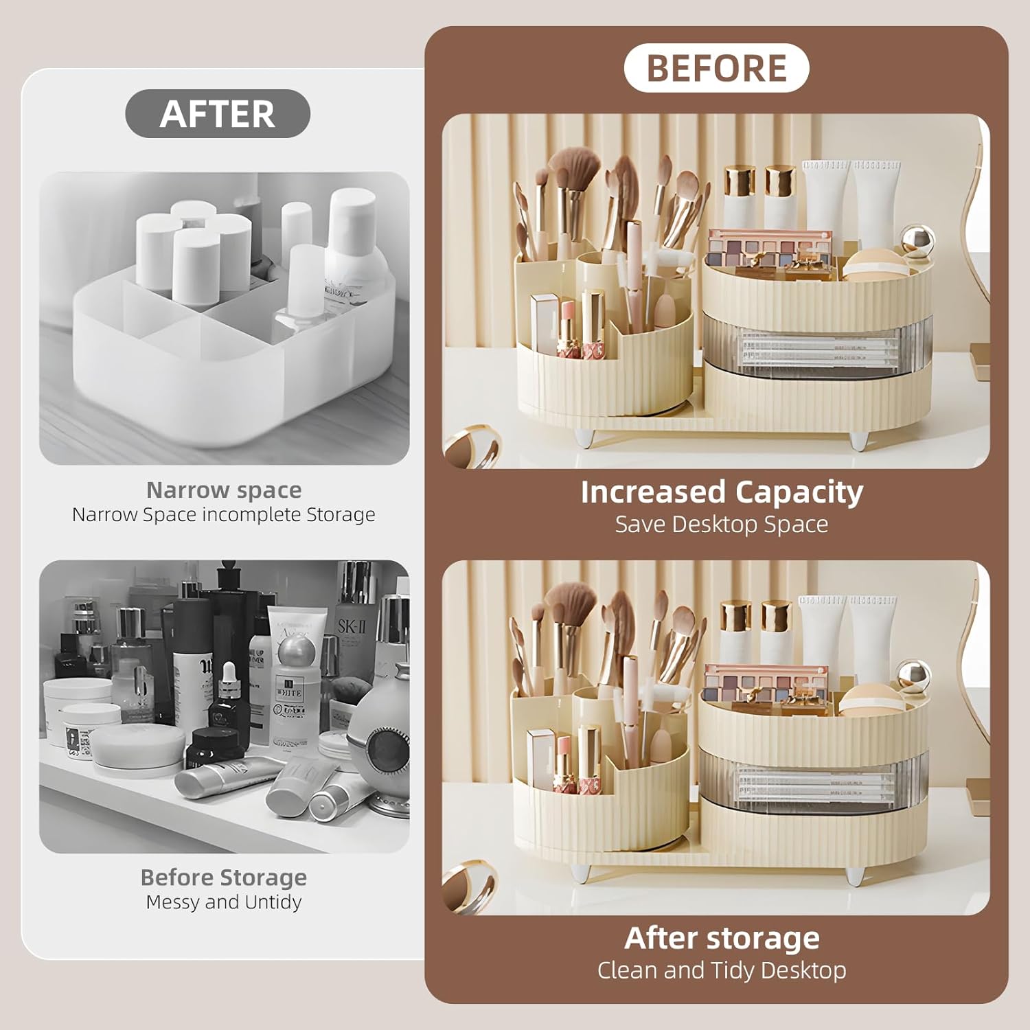 Organisateur de maquillage rotatif 360 degrés : un rangement multifonctionnel pour les passionnées de beauté – Image 6
