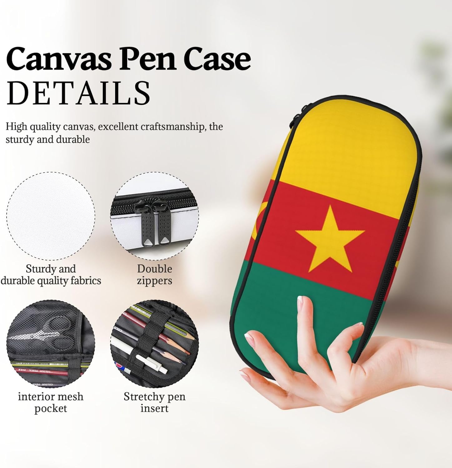 Trousse à crayons imprimée drapeau du Cameroun : un rangement élégant pour les passionnés de papeterie et de beauté – Image 6