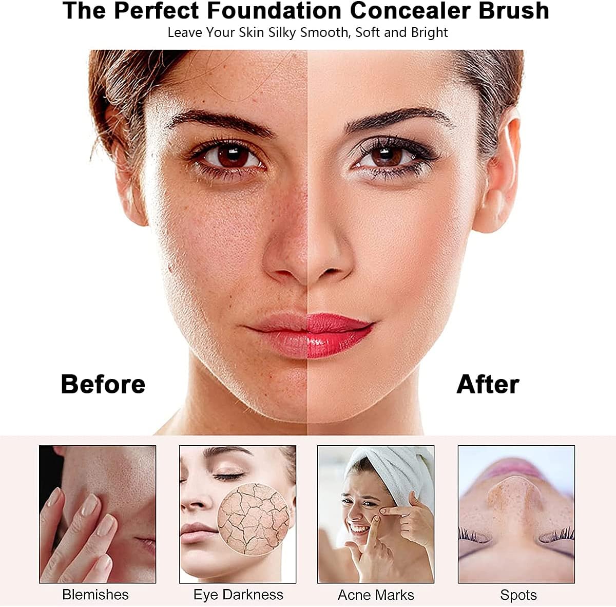 Pinceaux de maquillage professionnels : le trio essentiel pour un teint parfait Idéal pour les passionnés de beauté, pour un mélange impeccable de fond de teint, anticernes et poudre – Image 4
