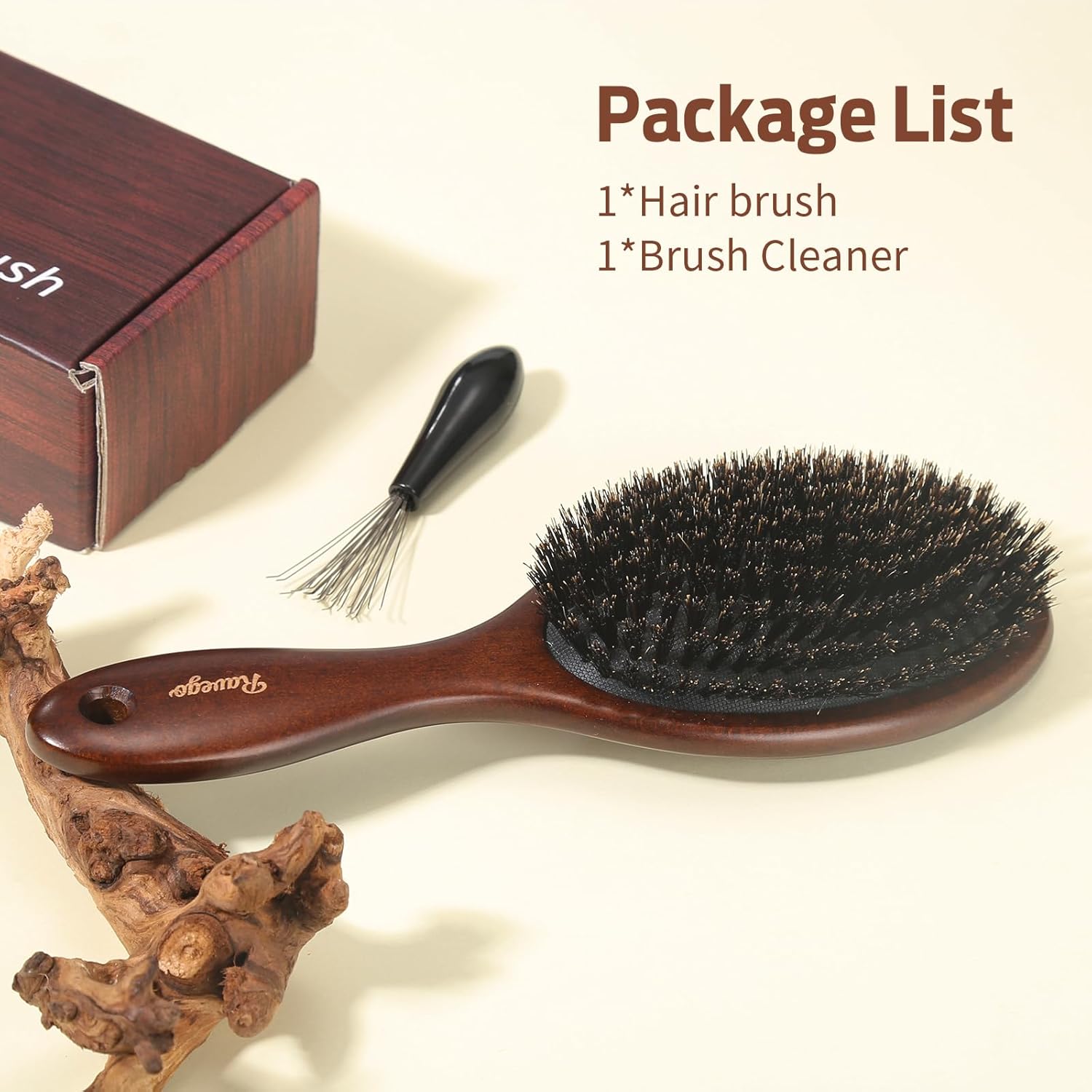 Brosse à cheveux en poils de sanglier : pour une coiffure parfaite des femmes, hommes et enfants Démêlez et coiffez vos cheveux fins grâce à des poils naturels et rigides – Image 6