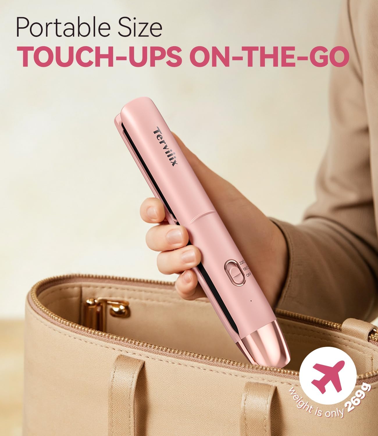 Portable lisseur sans fil : l'allié parfait pour les voyageuses en quête de style Mini lisseur 2 en 1 avec infusion d'huile d'argan, chauffage rapide en 50 secondes et batterie longue durée de 4500 mAh – Image 5