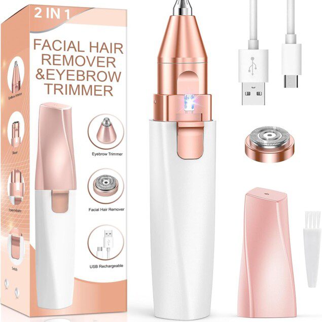 Epilateur visage femme : le rasoir électrique 2 en 1 rechargeable pour un teint parfait et des sourcils impeccables