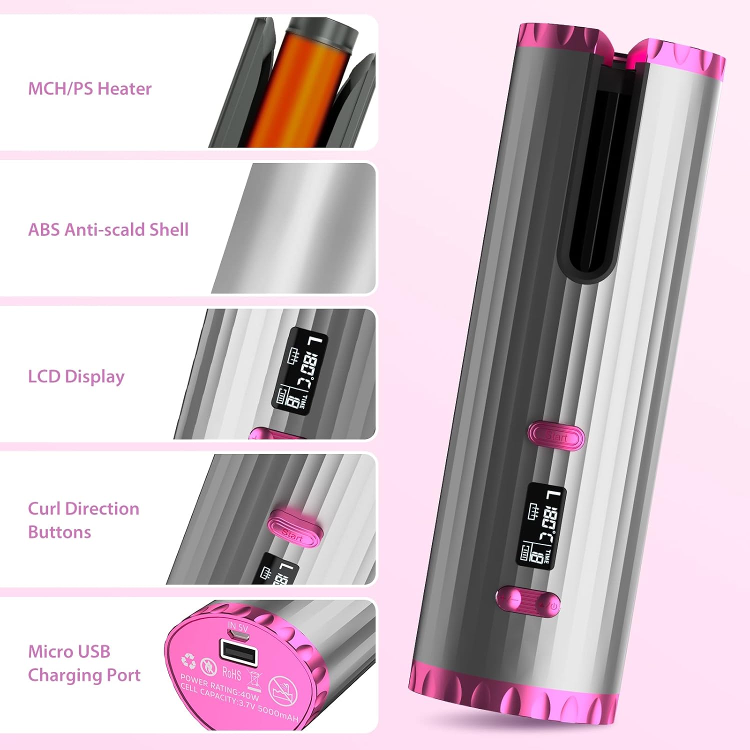 Fer à friser automatique : le compagnon idéal pour des boucles parfaites sans fil 6 températures et 10 minuteries pour un coiffage sur mesure et rapide – Image 5