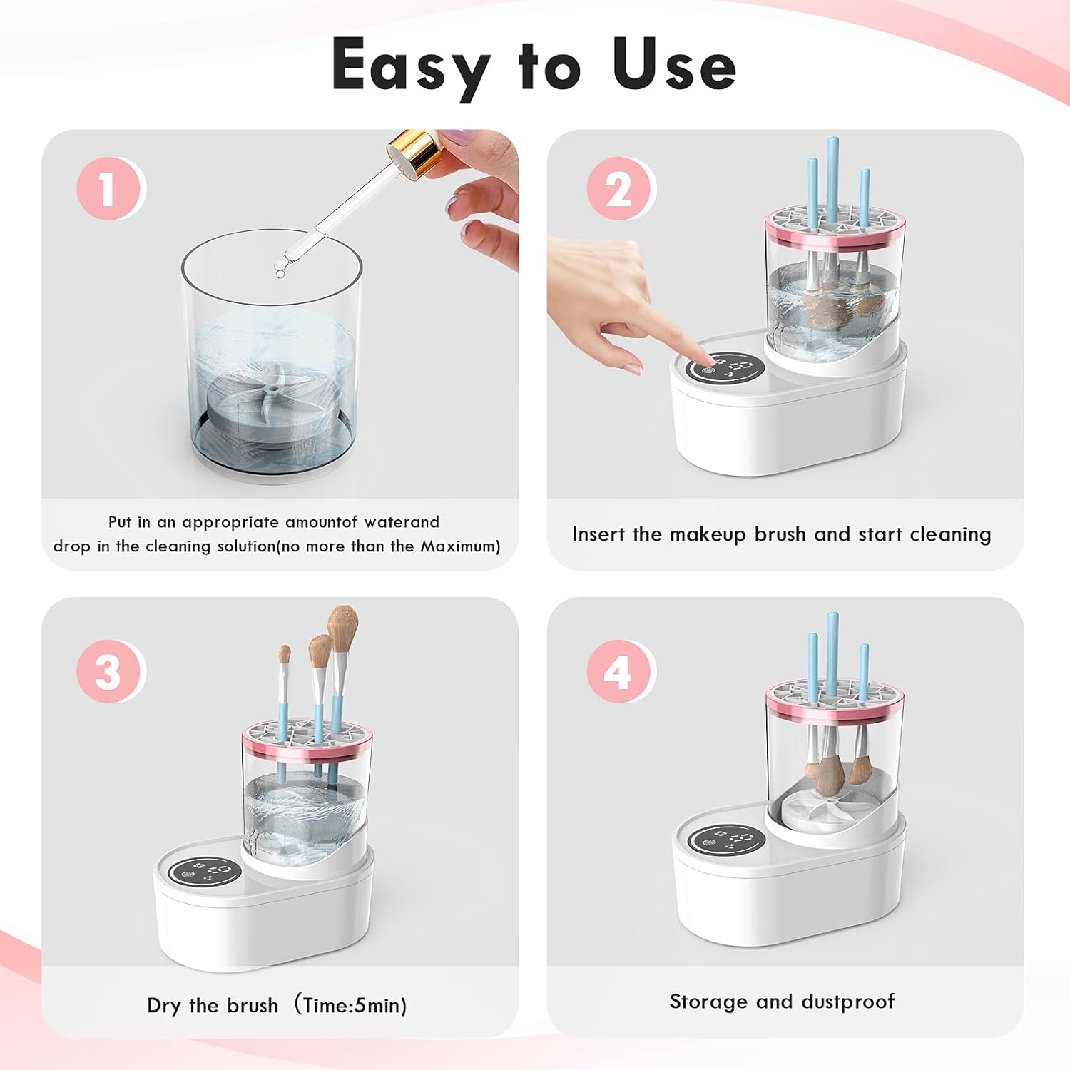 Nettoyeur de pinceaux de maquillage 2 en 1 : un nettoyage automatique pour les passionnées de beauté – Image 3
