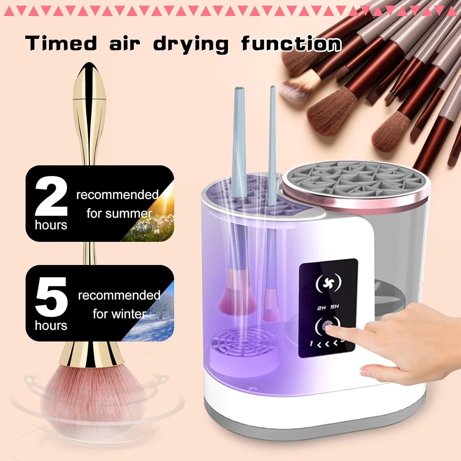 Nettoyeur pinceau maquillage électrique : l'outil 3 en 1 idéal pour les passionnées de beauté Découvrez le nettoyeur pinceau maquillage électrique avec sécheur intégré, une machine de nettoyage automatique qui simplifie l'entretien de vos pinceaux. Conçue pour les amateurs de maquillage, cette solution efficace garantit des pinceaux parfaitement propres et secs en un rien de temps, tout en préservant la qualité de vos outils de beauté. – Image 3