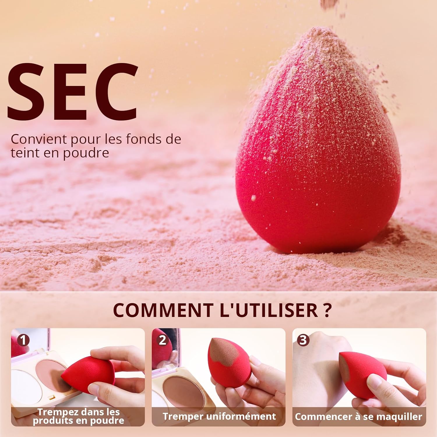 Éponges de maquillage sans latex : le lot idéal pour un teint parfait Pour les passionnées de beauté, ces éponges multicolores s’adaptent parfaitement aux fonds de teint, crèmes et poudres. – Image 4