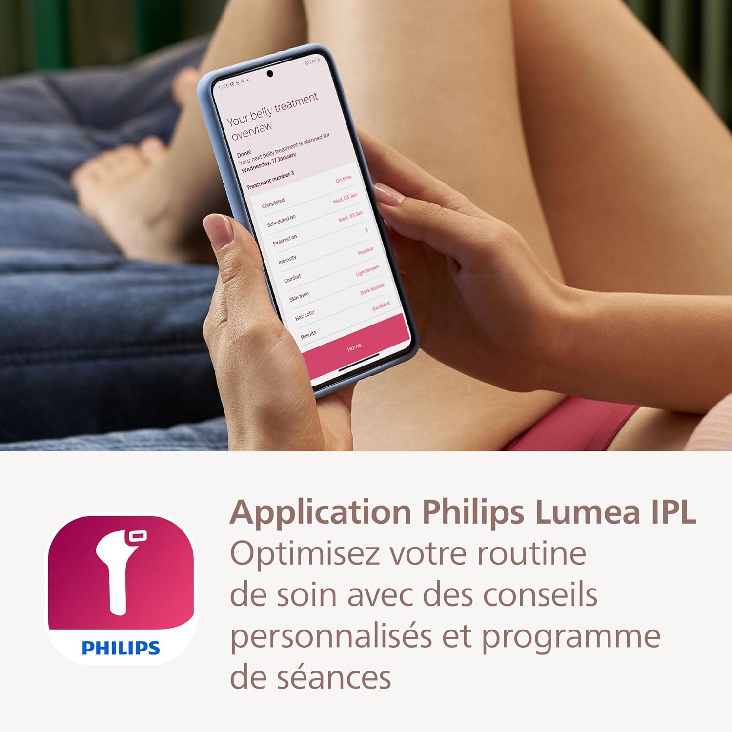 Épilateur à Lumière Pulsée Philips Lumea 8000 Technologie SenseIQ Pour Un Confort Optimal – Image 8