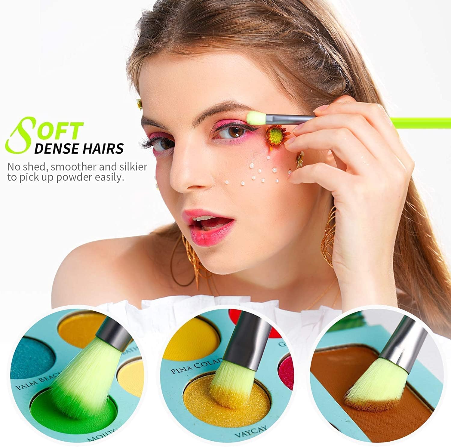 Pinceaux de maquillage yeux professionnels : le lot de 15 pinceaux néon pour un make-up éclatant et précis – Image 7