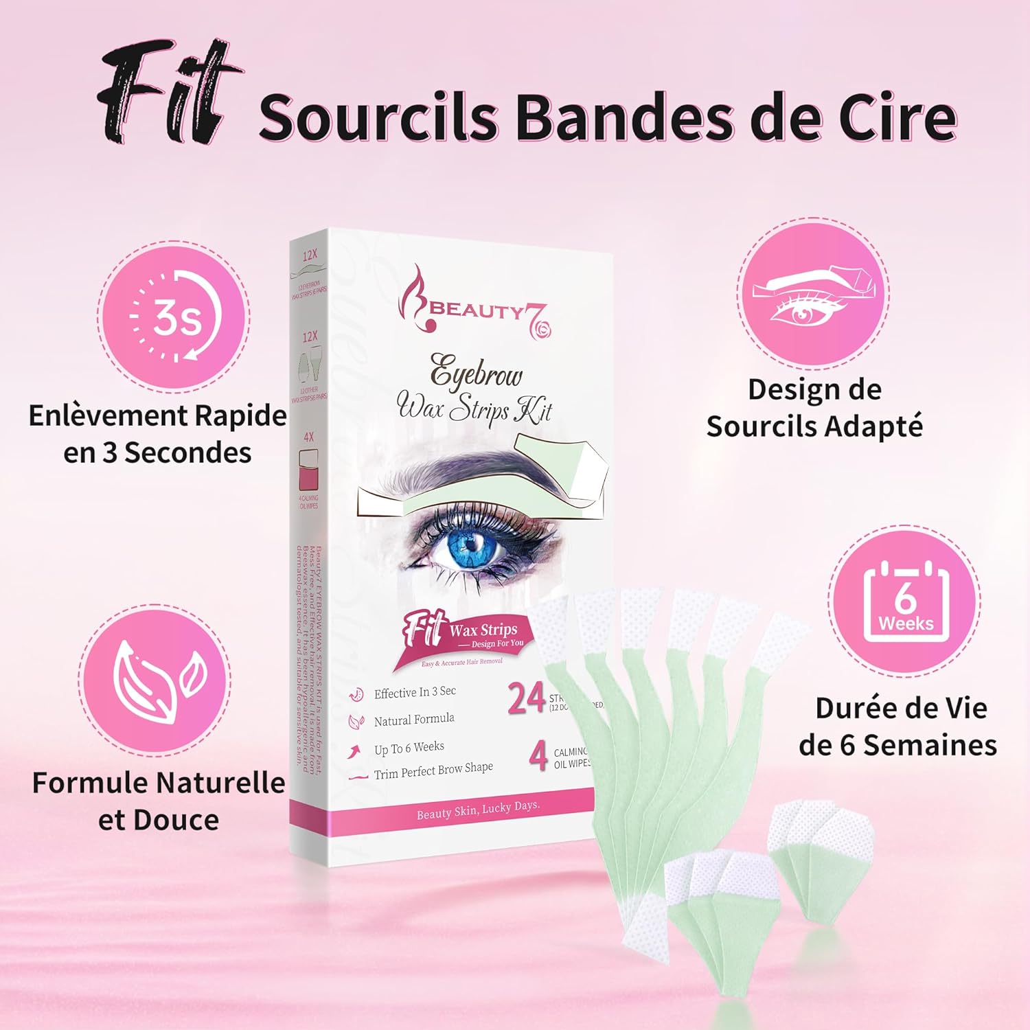 Bandes de cire froide dépilatoire pour sourcils et lèvre : épilation douce et efficace pour peaux sensibles – Image 4