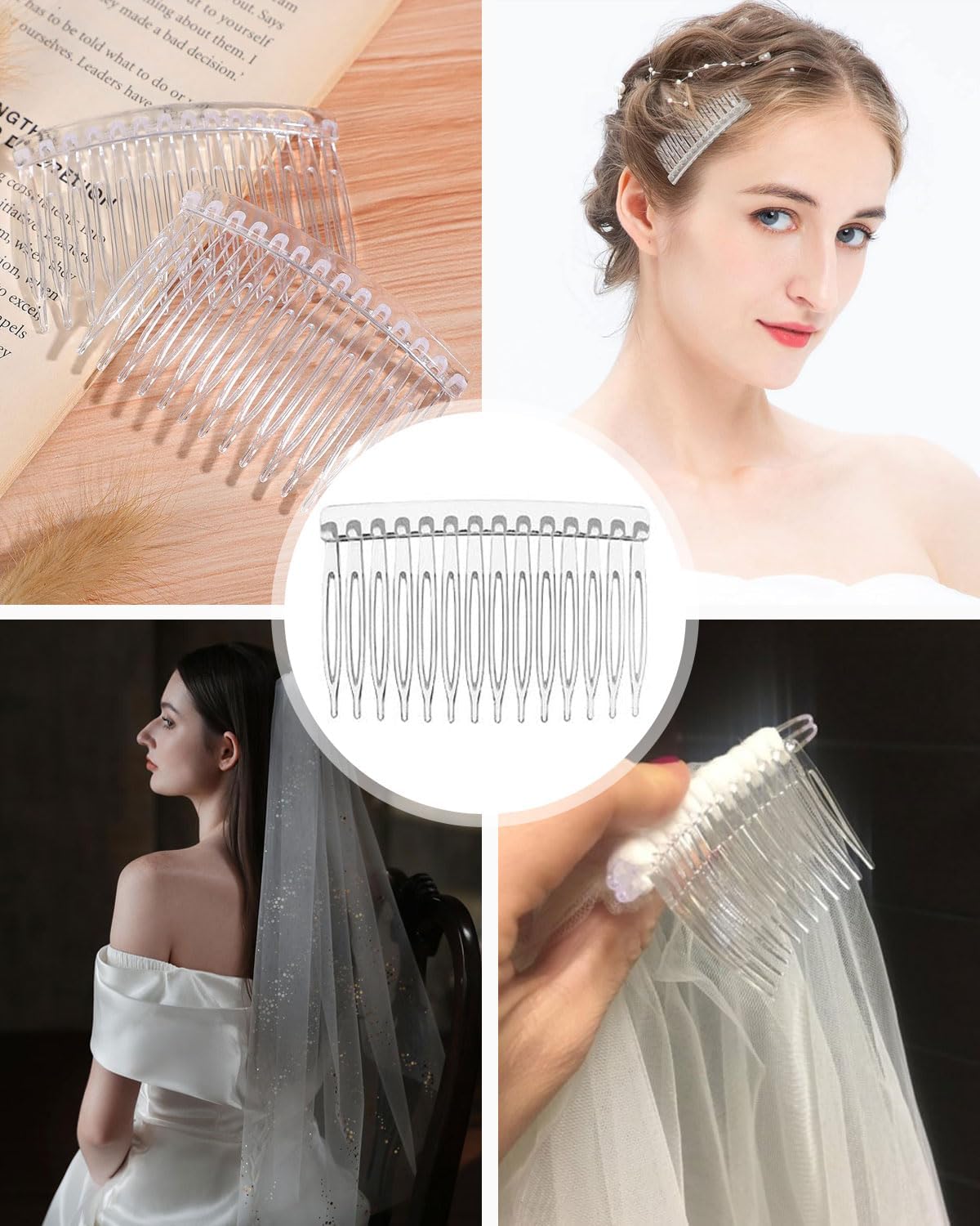 Peignes à cheveux latéraux transparents : 10 pièces élégantes pour la mariée, un accessoire incontournable pour un voile de mariage parfait – Image 6