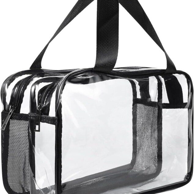 Grande trousse de toilette transparente en PVC épais pour voyageurs : élégance et praticité pour femmes, filles et hommes