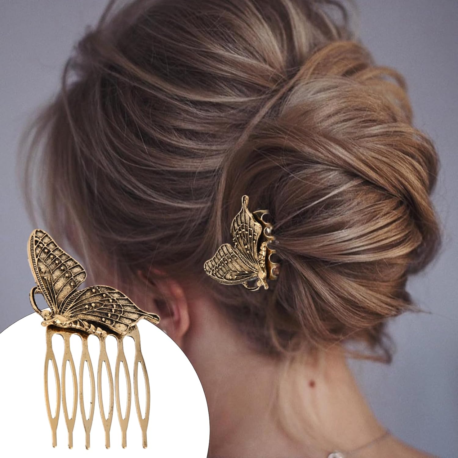 Peignes latéraux vintage en métal pour femmes : l'élégance rétro avec strass et perles dorées pour sublimer vos coiffures de mariage – Image 4