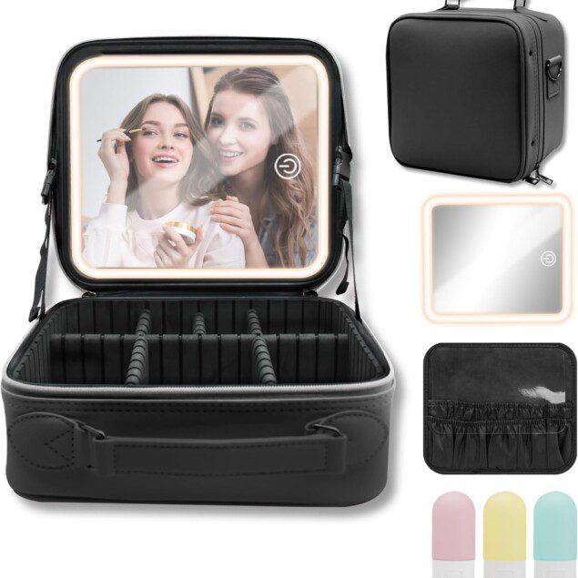 Trousse de maquillage professionnelle avec miroir LED : l'organisateur cosmétique idéal pour les femmes en déplacement