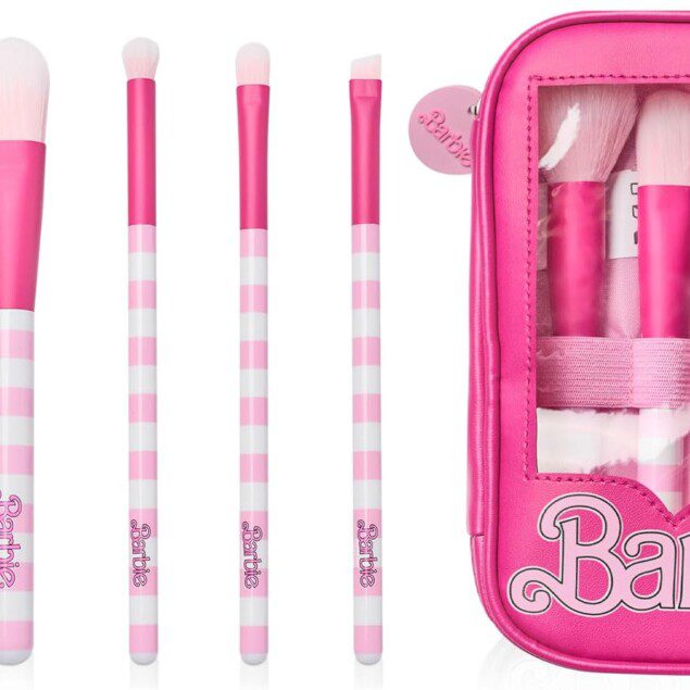 Ensemble de pinceaux de maquillage pour femmes : des outils de beauté élégants avec étui zippé en rose