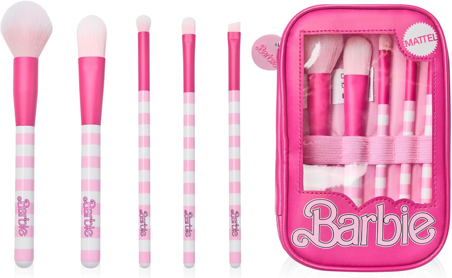 Ensemble de pinceaux de maquillage pour femmes : des outils de beauté élégants avec étui zippé en rose