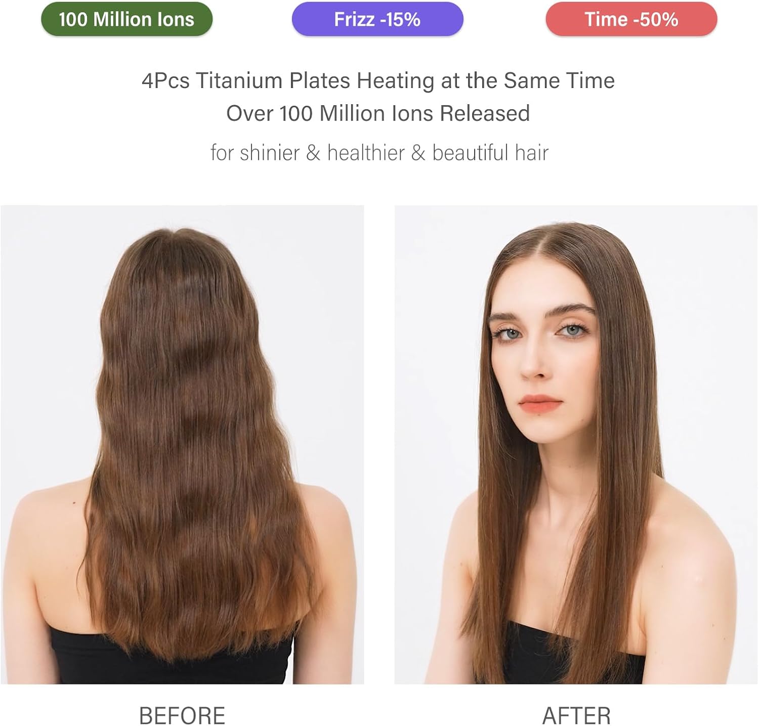 Fer à lisser double plaque en titane doré : pour des cheveux lisses et brillants jusqu'à 230 °C, avec 16 réglages de chaleur – Image 7
