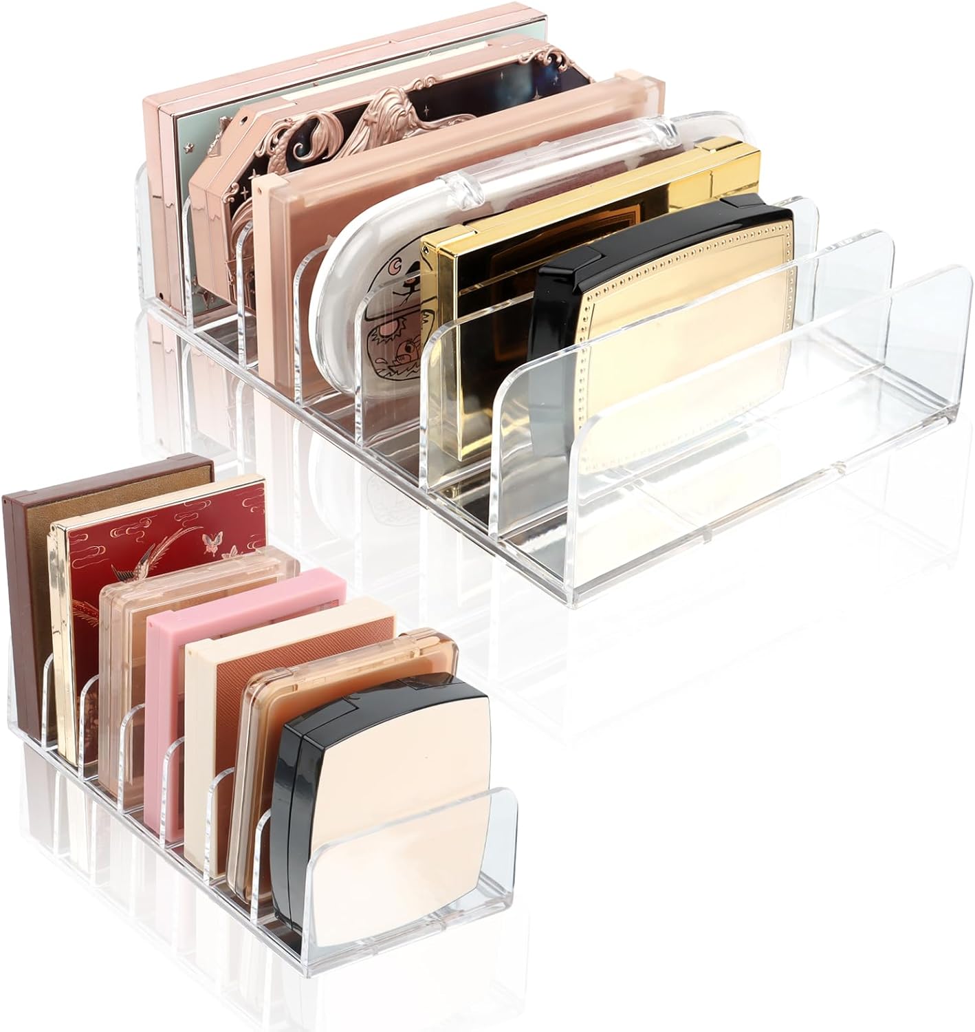 Rangement Élégant pour Palettes de Maquillage Organisateur 2 Pièces avec 7 Compartiments