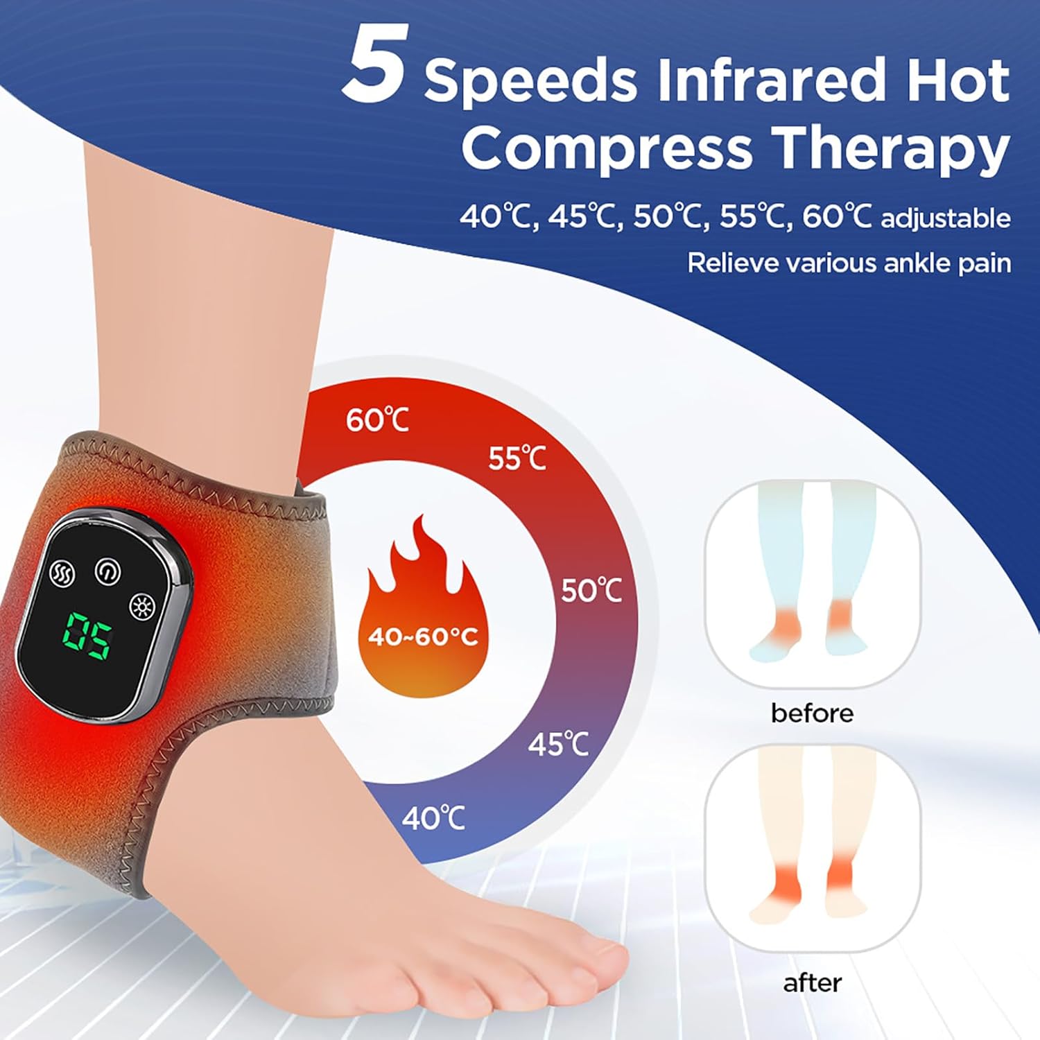 Appareil de massage 3-en-1 pour les pieds : soulagement et détente grâce à la thérapie par la chaleur infrarouge pour les chevilles – Image 2
