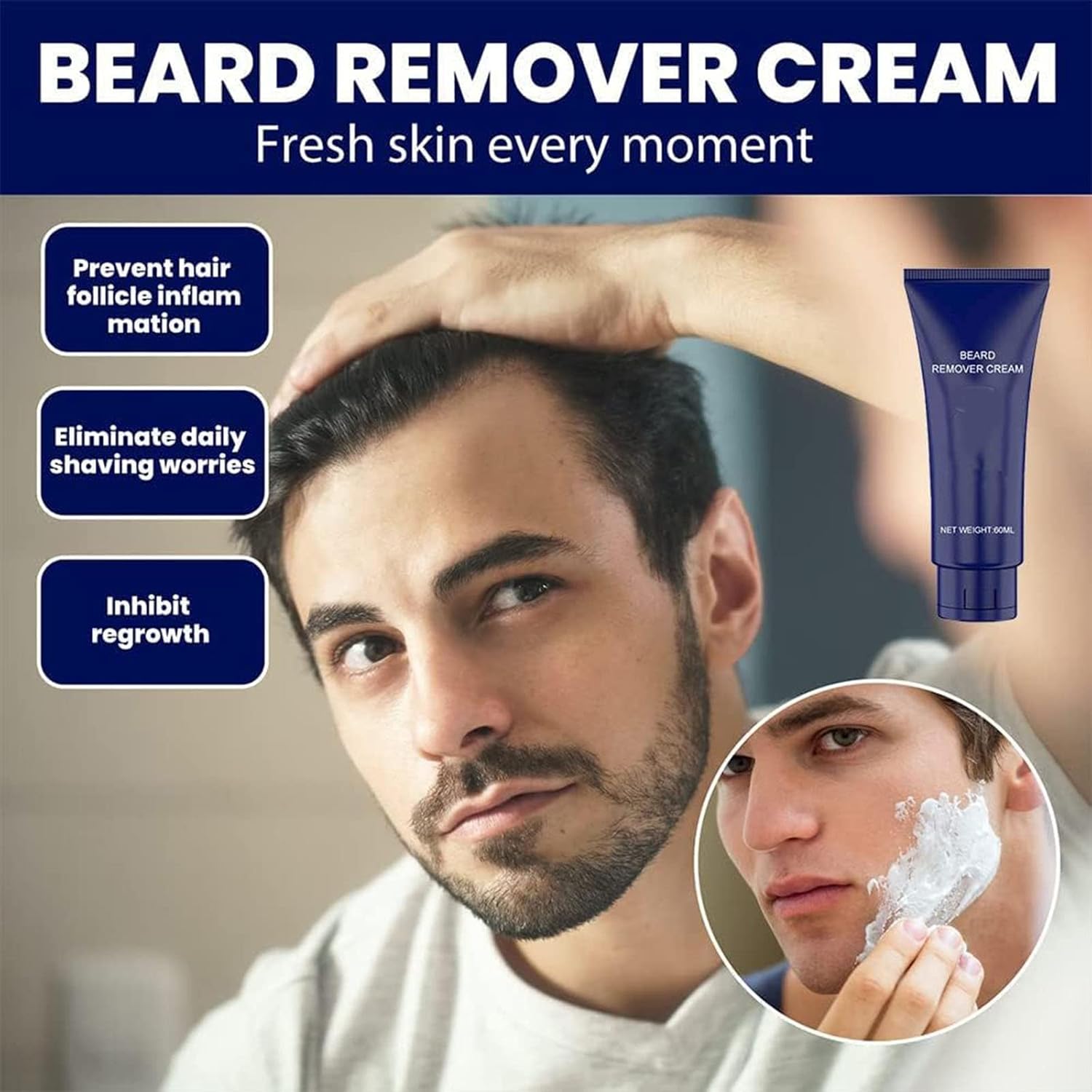 Crème d'épilation permanente pour homme : une solution efficace pour un visage doux et soyeux – Image 3